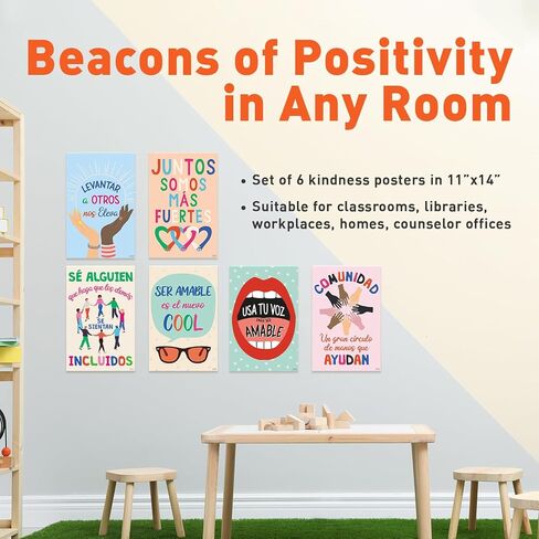 Sweetzer & Orange Set of 8 Motivational Posters in Spanish & BIENVENIDOS Letters for Teachers & Students - Language Charts That Inspire - Laminated Growth Mindset Banners for Classroom - 11"x14" in Saudi Arabia