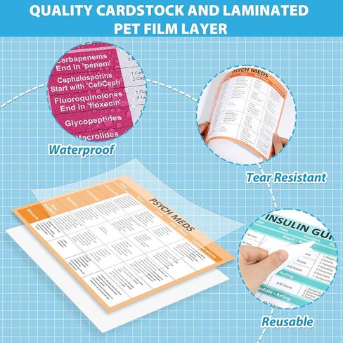 8Pcs Nurse Cheat Sheet Bundle Nurse Badge Reference Posters Pharmacology Cheat Sheets Nursing Notes for Nursing Students New Nurses Study Guide Supply Hospital Office Home Classroom Decor 11 x 8.5 In in Saudi Arabia