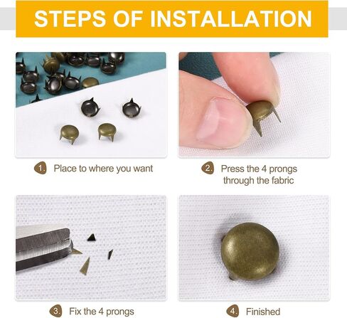 UXCELL 200PCS GOLD ROUND RIVETS ، 10 أحجام من النحاس النحاس مسعاة بقع بانك روك أظافر المخلبات مجموعة متنوعة من مجموعة حزام حزام حزام حزام. in Saudi Arabia