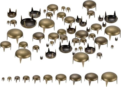 UXCELL 200PCS GOLD ROUND RIVETS ، 10 أحجام من النحاس النحاس مسعاة بقع بانك روك أظافر المخلبات مجموعة متنوعة من مجموعة حزام حزام حزام حزام. in Saudi Arabia