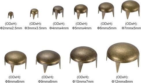 UXCELL 200PCS GOLD ROUND RIVETS ، 10 أحجام من النحاس النحاس مسعاة بقع بانك روك أظافر المخلبات مجموعة متنوعة من مجموعة حزام حزام حزام حزام. in Saudi Arabia
