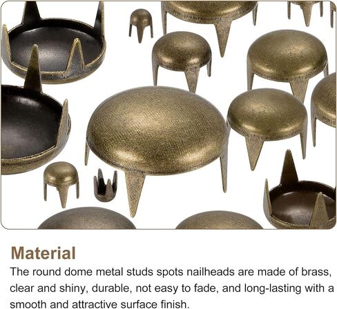 UXCELL 200PCS GOLD ROUND RIVETS ، 10 أحجام من النحاس النحاس مسعاة بقع بانك روك أظافر المخلبات مجموعة متنوعة من مجموعة حزام حزام حزام حزام. in Saudi Arabia