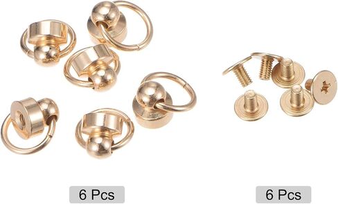 Harfington 6pcs o حلقة النحاس الدائري برسامات رأس الدعامة 9 ملم من المسامير المعدنية مع المسمار وحلقة السحب لحقيبة حرفة الجلود DIY المحمول حقيبة يد ، البرونزية in Saudi Arabia