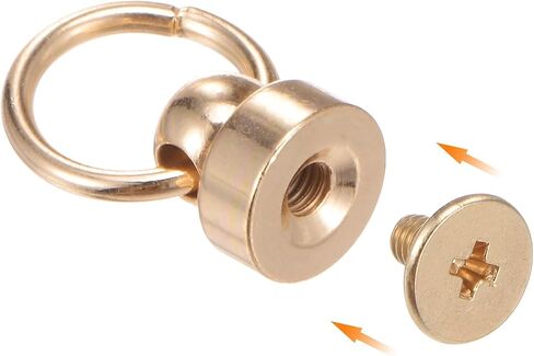 Harfington 6pcs o حلقة النحاس الدائري برسامات رأس الدعامة 9 ملم من المسامير المعدنية مع المسمار وحلقة السحب لحقيبة حرفة الجلود DIY المحمول حقيبة يد ، البرونزية in Saudi Arabia