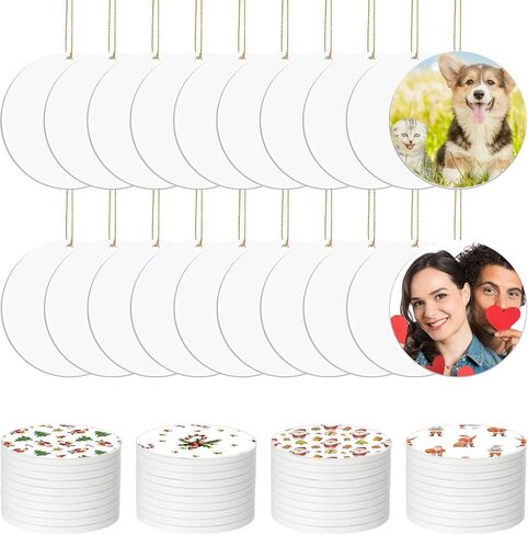 30 Pcs Sublimation Ceramic Ornaments Blank Double-Sided 3 inch Round Sublimation Ornament Blanks for Heat Press Printing Crafting DIY Personalized Christmas Home Decor in Saudi Arabia