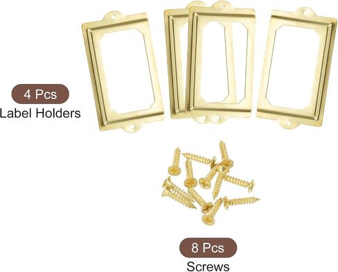 uxcell Metal Label Holders, 124x70mm 4pcs File Name Card Tag Label Holder Frame for Office Library Drawer Cabinet Shelves, Bronze Tone in Saudi Arabia