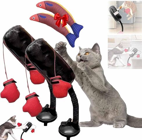 لعبة Cat Huncing Bag toy ， لعبة ملاكمة للقطط التفاعلية مع التمرين الزنبركي Mini Mini Boxing indoor inten inction و activity activing basing bag bag bag acction and bell مناسبة للقطط (جهاز كمبيوتر واحد) in Kuwait