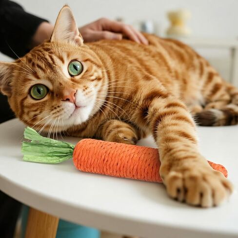 2 PCS هريرة التسنين ألعاب للقطط الداخلية ، Cat Cat Toy Natural Sisal Cat Beining Toys Orange Carrot Cart Interactive Cats Kicker Kicker Interactive Hister for Indoor Kitty in Kuwait