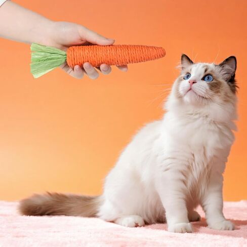 2 PCS هريرة التسنين ألعاب للقطط الداخلية ، Cat Cat Toy Natural Sisal Cat Beining Toys Orange Carrot Cart Interactive Cats Kicker Kicker Interactive Hister for Indoor Kitty in Kuwait