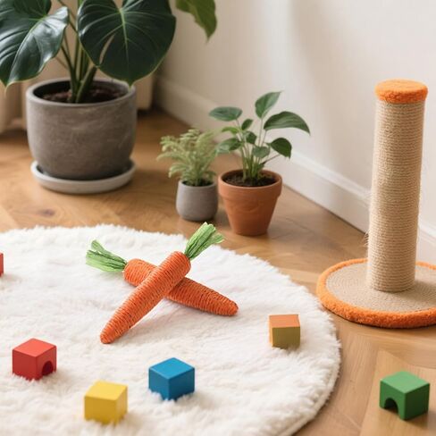 2 PCS هريرة التسنين ألعاب للقطط الداخلية ، Cat Cat Toy Natural Sisal Cat Beining Toys Orange Carrot Cart Interactive Cats Kicker Kicker Interactive Hister for Indoor Kitty in Kuwait
