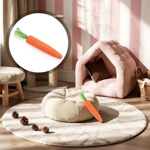2 PCS هريرة التسنين ألعاب للقطط الداخلية ، Cat Cat Toy Natural Sisal Cat Beining Toys Orange Carrot Cart Interactive Cats Kicker Kicker Interactive Hister for Indoor Kitty in Kuwait