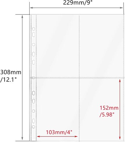 Mogoostry A4 Clear Sheet Protectors 4 Pocket Binder Sleeves 20 Sheets 11 Holes Side Open Banknote Protector Currency Collection Page Protector in Saudi Arabia