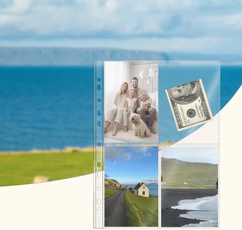 Mogoostry A4 Clear Sheet Protectors 4 Pocket Binder Sleeves 20 Sheets 11 Holes Side Open Banknote Protector Currency Collection Page Protector in Saudi Arabia