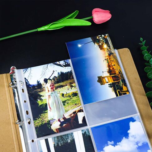 Mogoostry A4 Clear Sheet Protectors 4 Pocket Binder Sleeves 20 Sheets 11 Holes Side Open Banknote Protector Currency Collection Page Protector in Saudi Arabia