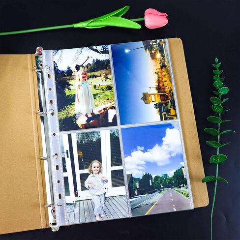 Mogoostry A4 Clear Sheet Protectors 4 Pocket Binder Sleeves 20 Sheets 11 Holes Side Open Banknote Protector Currency Collection Page Protector in Saudi Arabia