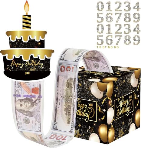 صندوق أموال عيد ميلاد للهدية النقدية ، مربع هدايا أموال مفاجأة مع بطاقة سحب وحقيبة 50pcs للآباء والأمهات والأطفال والأصدقاء ، طريقة إبداعية لإعطاء النقود كأفكار هدايا (ح) in Kuwait