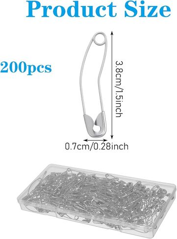 200 Pcs Curved Safety Pins Curved Basting Pins for Quilting 1.5" Stainless Steel Bent Safety Pin, Small Bent Basting Pin for Sewing Knitting Crafting (Sliver) in Saudi Arabia