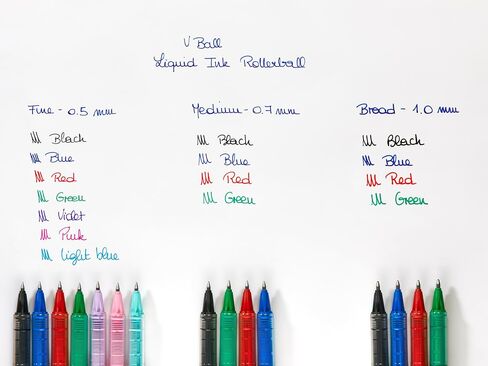 PILOT - 4 V-ball 07 Rollerball Pens - Liquid Ink For Smooth And Accurate Writing - Quick Drying - Black, Blue, Red, Green - Medium Point in Saudi Arabia