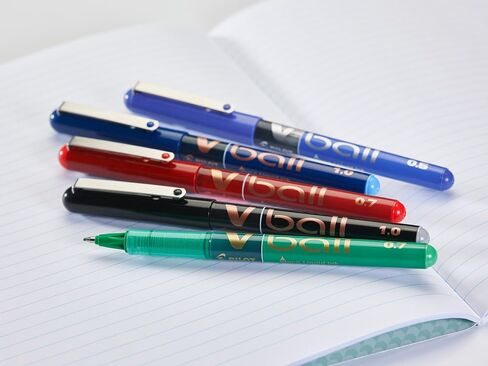 PILOT - 4 V-ball 07 Rollerball Pens - Liquid Ink For Smooth And Accurate Writing - Quick Drying - Black, Blue, Red, Green - Medium Point in Saudi Arabia
