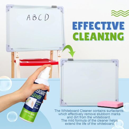 16 pcs مجموعة منظف السبورة الجافة ، 8.5 fl oz whiteboard cleaning رذاذ لوحة محو جاف منظف سائل مع 8 محايات لوحة طباشير مغناطيسية للمكتب المنزلي للفصول الدراسية in Saudi Arabia