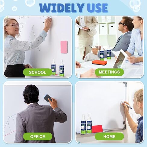 16 pcs مجموعة منظف السبورة الجافة ، 8.5 fl oz whiteboard cleaning رذاذ لوحة محو جاف منظف سائل مع 8 محايات لوحة طباشير مغناطيسية للمكتب المنزلي للفصول الدراسية in Saudi Arabia