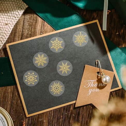 500 PCS ملصقات ندفة الثلج صافية ، شارات شفافة لفة لعيد الميلاد ، ملصقات جولة الشتاء الذهب رقائق الذهب لتظاهر XMAS ، تعرض الزخرفة in Saudi Arabia