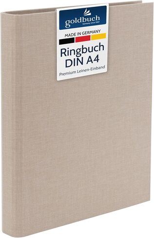 Summertime 37 211 Ring Binder A4 Beige Dimensions 26 x 32 x 4.2 cm Stapler with 4-Ring Mechanism and Clamping Bracket, Ring Binder Format DIN A4, Linen Cover Light Brown in Saudi Arabia