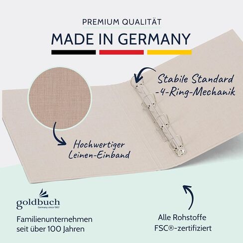 Summertime 37 211 Ring Binder A4 Beige Dimensions 26 x 32 x 4.2 cm Stapler with 4-Ring Mechanism and Clamping Bracket, Ring Binder Format DIN A4, Linen Cover Light Brown in Saudi Arabia