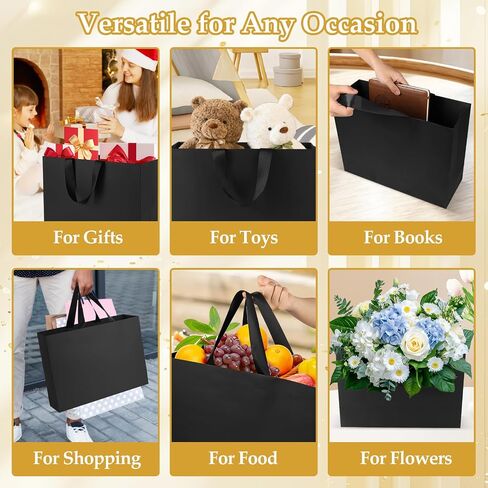 Epoesch Black small Gift Bags With Handles and Tissue Paper，8x5x10 Inch 4 Pack Paper Bags Bulk for Men, Women，Birthdays, Party Shopping, Weddings, Anniversaries, Valentine's Day, Halloween, Christmas in Saudi Arabia