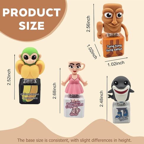 Italian Brainrot Clicker Fidget Keychain with Sound and LED Light - Tralalero Tralala Shark, Tung Tung Tung Sahur, Ballerina Capuchina | Stress Relief Toy for Adults(4pcs) in Kuwait