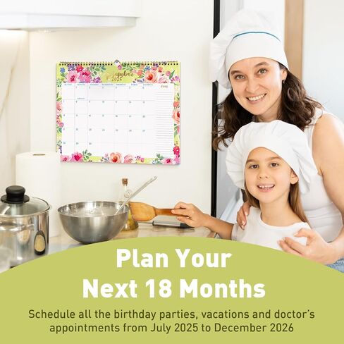 S&O Watercolor Floral Wall Calendar from July 2025-Dec 2026 - Tear-Off Monthly Calendar - 18 Month Academic Wall Planner - Hanging Organizer to Track for Anniversaries & Appointments - 13.5"x10.5"in in Saudi Arabia