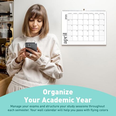 S & O Modern Minimal Gall Calendar من يوليو 2025 -Dec 2026 - التقويم الشهري للدموع - 18 شهرًا مخطط الجدار الأكاديمي - منظم معلقة لتتبع الذكرى السنوية والمواعيد - 13.5 "× 10.5" في in Saudi Arabia