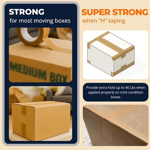 شريط التعبئة المتحركة لصناديق 2 -PK - لا حاجة إلى بندقية شريطية ، والدموع باليد ، وسقة ذاتية - سهلة الإزالة ، قابلة للكتابة - قابلة لإعادة التدوير ، تخزين وشحن مستلزمات ، 1.9 "× 55 YD ، ورق كرافت ، تماما in Kuwait