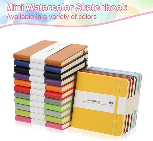 PATIKIL 5x5" Hardcover Leather Pocket Sketchbook, 3Pcs 58 Sheets 150GSM/102lb Blank Notebook Travel Journal Sketching Pad for Writing Drawing Painting Artist, Orange in Saudi Arabia
