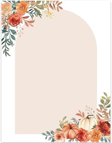 60 Sheets Fall Watercolor Stationery Letterhead Paper Pumpkin Flower Writing Letter Paper for Autumn Thanksgiving Notes Greeting Wedding Birthday Invitation Printing, 8.5 x 11 Inch in Saudi Arabia