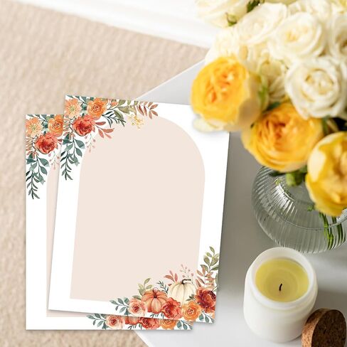 60 Sheets Fall Watercolor Stationery Letterhead Paper Pumpkin Flower Writing Letter Paper for Autumn Thanksgiving Notes Greeting Wedding Birthday Invitation Printing, 8.5 x 11 Inch in Saudi Arabia