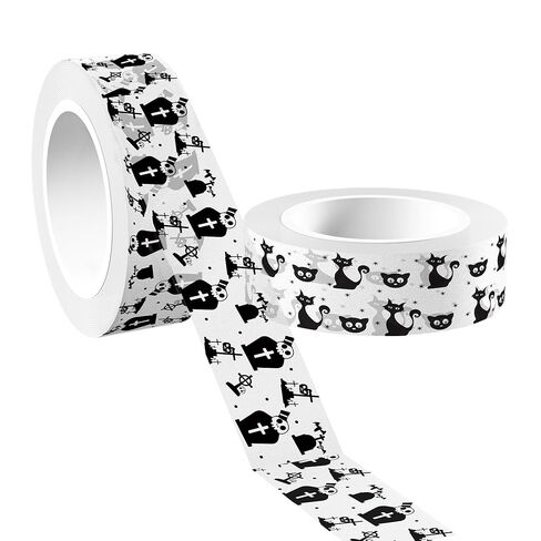 12 Rolls Halloween Washi Tape 12 Design Black White Washi Masking Tape - Pumpkin Ghost Bat Spider Pattern Decorative Paper Adhesive Stickers for Halloween Scrapbook Gift Wrapping DIY Art Crafts,16.4Ft in Saudi Arabia