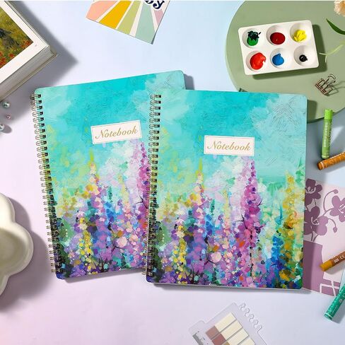 Spiral Notebook - Notebook Journal, Spiral Notebook 8.5 x 11, College Ruled Notebooks Spiral Bound, Journal for Women & Men with 160 Pages + Thick Paper + Back Pocket +Twin-wire Binding - Oil Painting in Saudi Arabia