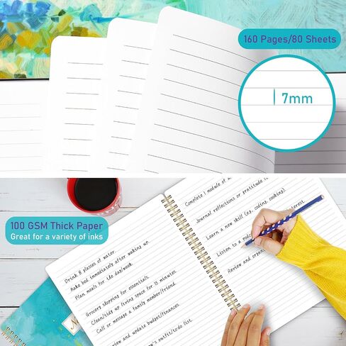 Spiral Notebook - Notebook Journal, Spiral Notebook 8.5 x 11, College Ruled Notebooks Spiral Bound, Journal for Women & Men with 160 Pages + Thick Paper + Back Pocket +Twin-wire Binding - Oil Painting in Saudi Arabia