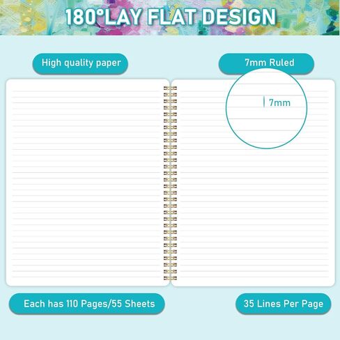 Spiral Notebook - Notebook Journal, Spiral Notebook 8.5 x 11, College Ruled Notebooks Spiral Bound, Journal for Women & Men with 160 Pages + Thick Paper + Back Pocket +Twin-wire Binding - Oil Painting in Saudi Arabia