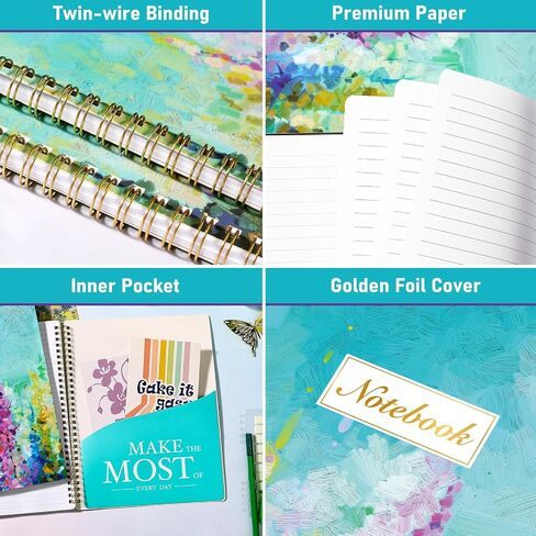 Spiral Notebook - Notebook Journal, Spiral Notebook 8.5 x 11, College Ruled Notebooks Spiral Bound, Journal for Women & Men with 160 Pages + Thick Paper + Back Pocket +Twin-wire Binding - Oil Painting in Saudi Arabia