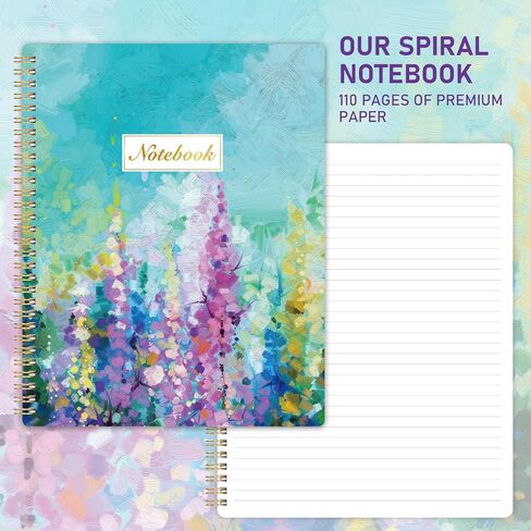 Spiral Notebook - Notebook Journal, Spiral Notebook 8.5 x 11, College Ruled Notebooks Spiral Bound, Journal for Women & Men with 160 Pages + Thick Paper + Back Pocket +Twin-wire Binding - Oil Painting in Saudi Arabia