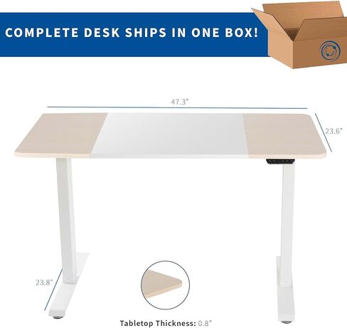 Vivo Electric 47 × 24 في المكتب الدائم ، وتعديل ارتفاع الذاكرة ، والخشب الأبيض والخفيف ، و Desk-E144WC in Saudi Arabia