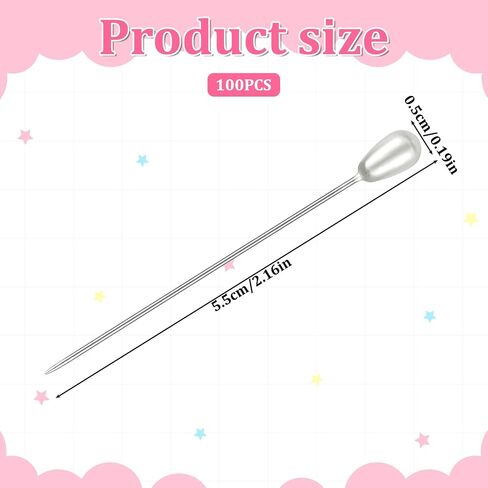 100 Pcs Corsage Pins Teardrop Pearl Sewing Long Straight Wedding Bouguet White Pins for Wedding, Jewelry, Flower DIY Decoration, Quilting and Craft (2.17") in Saudi Arabia