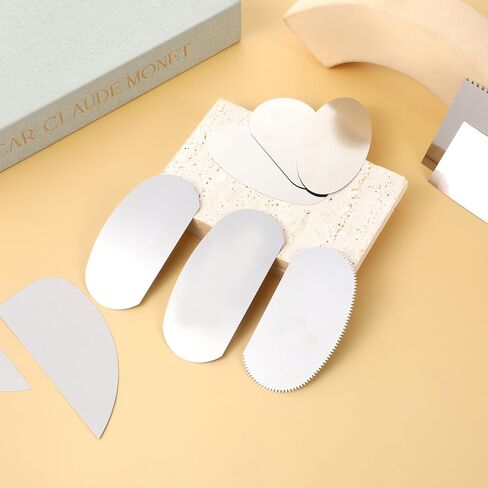 10 Pcs Steel Pottery Tools Ribs, Stainless Steel Serrated Scraper Crafts Tool Ceramics Sculpting Tools Kits Sculpture Modeling Clay Cutter Scraper for Sculpting Texturing Artists Modeling Potter in Kuwait