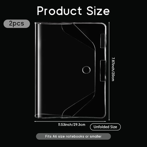 2 Pcs A6 Clear Plastic Cover Transparent PVC Waterproof Notebook Cover Strong Plastic Protective Covers for Books Journal Planners in Saudi Arabia