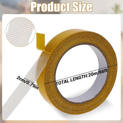 Double Sided Fabric Tape, Clear Super Stick Tape, 0.79Inch x 66FT Heavy Duty Mounting-Tape, Strong 2 Sided Adhesive with Fiberglass Mesh, 2-Sided Adhesive for Clothes and Carpet Arts in Saudi Arabia