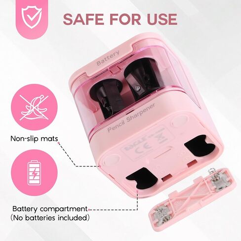 Eagle Electric Pencil Sharpener, Dual Holes, Battery Powered for School/Office/Art, 5s Fast Sharpening, Portable w/Large Shaving Tray & Replaceable Blades, for 6-12 mm Pencils(Pink) in Saudi Arabia