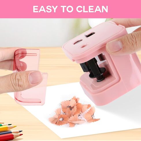 Eagle Electric Pencil Sharpener, Dual Holes, Battery Powered for School/Office/Art, 5s Fast Sharpening, Portable w/Large Shaving Tray & Replaceable Blades, for 6-12 mm Pencils(Pink) in Saudi Arabia