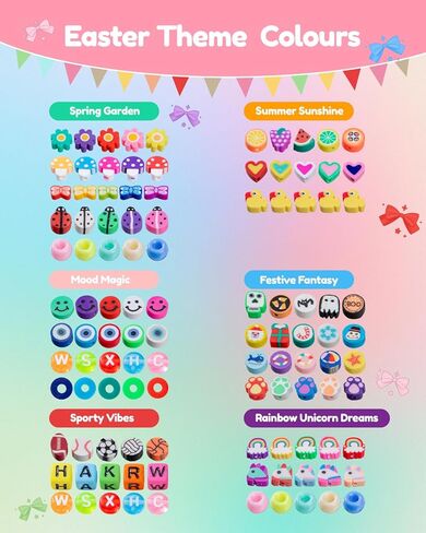 Taybonds Polymer Clay Beads Charms Bracelet Making Kit for Kids Age 6+, 740pcs DIY Jewelry Making with Pony Beads, Letter Beads, Charms & Elastic Cord – Gift for Girls Crafting and Creative Play in Kuwait